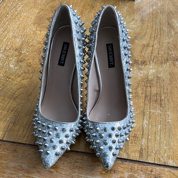 Shoemint Shoes - ShoeMint Silver Spiked Heels